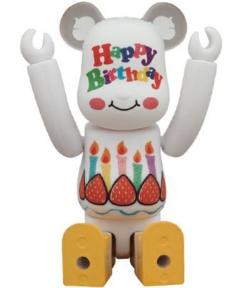 Birthday Be@rbrick 100% figure, produced by Medicom Toy. Front view.