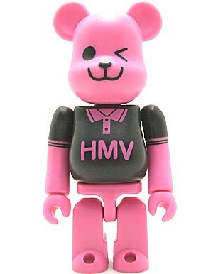 HMV Be@rbrick 100% - Pink figure by Hmv, produced by Medicom Toy. Front view.