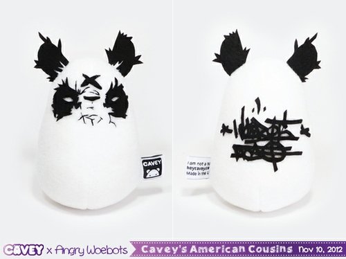 Cavey x Angry Woebots figure by A Little Stranger. Front view.