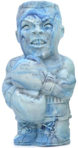 Lil Punchie - Blue Marbled figure by Paul Lepree, produced by Ultra Pop. Front view.