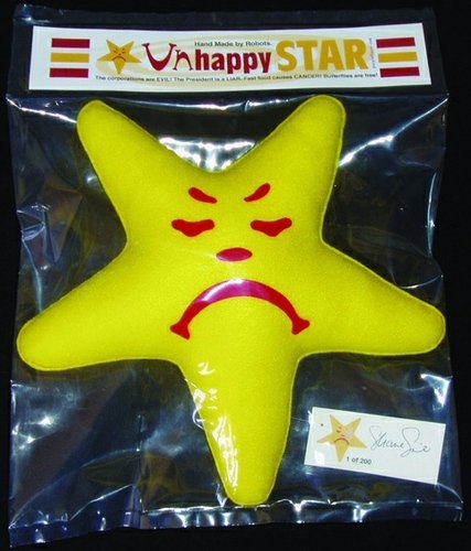 Unhappy Star figure by Shane Geil, produced by Purple Flavor. Front view.