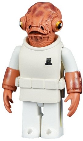 Admiral Ackbar figure by Lucasfilm Ltd., produced by Medicom Toy. Front view.