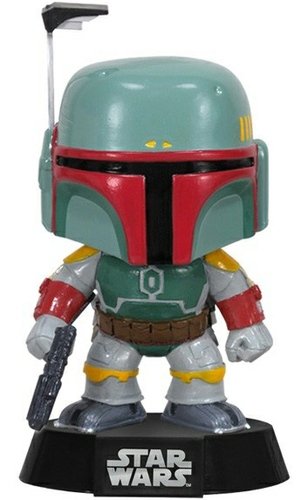 Boba Fett figure by Lucasfilm Ltd., produced by Funko. Front view.