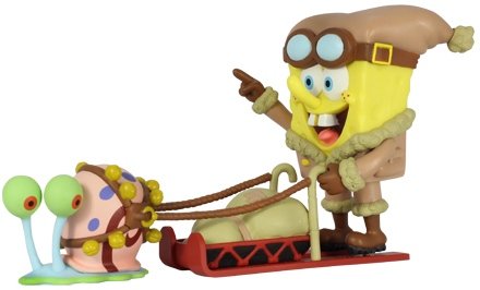 SpongeBob Sledding figure by Nickelodeon, produced by Play Imaginative. Front view.