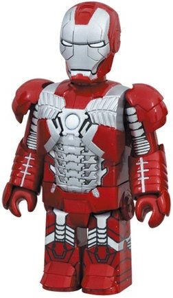Iron Man Mark V Kubrick figure by Marvel, produced by Medicom Toy. Front view.