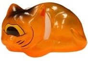 Mini Sleeping Fortune Cat - Clear Orange figure by Mori Katsura, produced by Realxhead. Front view.