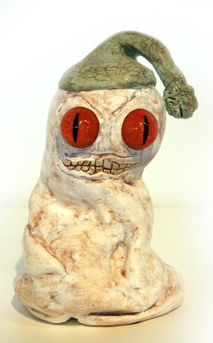 Ghost “Little Demon” figure by Karen Peters. Front view.