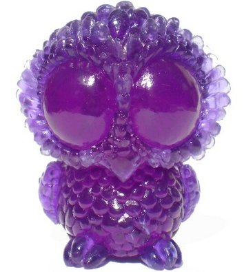 Baby Owl - Clear Purple figure by Kathleen Voigt. Front view.