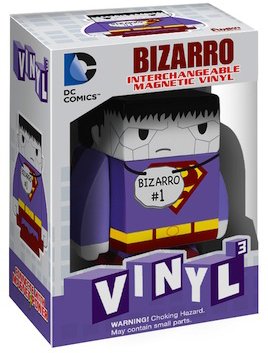 Vinyl³ Bizarro figure by Dc Comics, produced by Funko. Packaging.