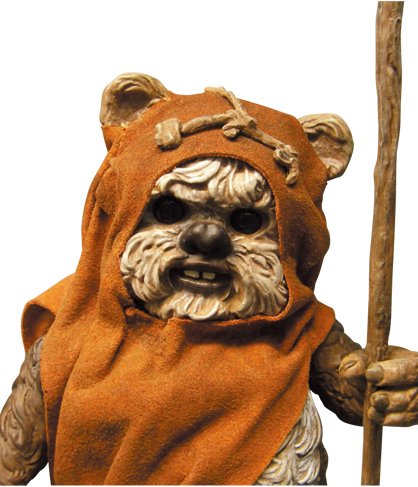 Wicket - VCD No.114 figure by Lucasfilm Ltd., produced by Medicom Toy. Detail view.