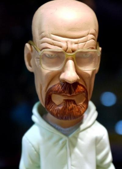Walter White Bobble Head - GID figure, produced by Mezco Toyz. Detail view.
