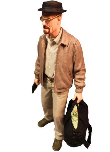 Walter White - Heisenberg figure, produced by Mezco Toyz. Front view.