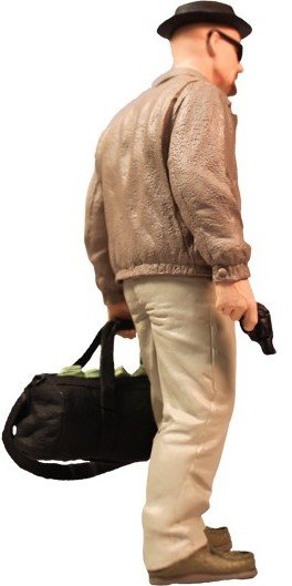 Walter White - Heisenberg figure, produced by Mezco Toyz. Back view.