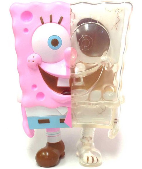 Cherry Blossom X-Ray SpongeBob (Badge Set) figure by Stephen Hillenburg, produced by Secret Base. Front view.