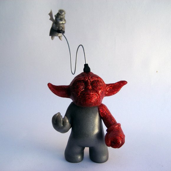 Yoda Possessed (Red) figure by Dave Bondi, produced by Dave Bondi Art. Front view.